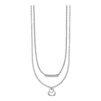 Sterling Silver CZ Puffed Heart Pendant Necklace – view 3