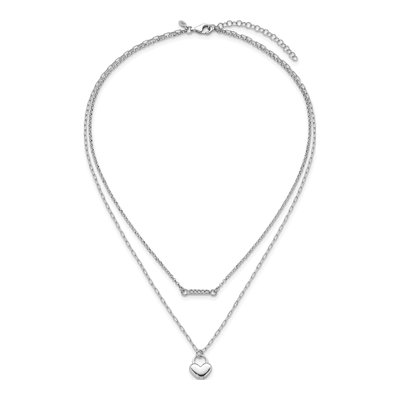 Sterling Silver CZ Puffed Heart Pendant Necklace – view 5