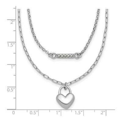 Sterling Silver CZ Puffed Heart Pendant Necklace – view 6
