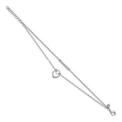 Sterling Silver CZ Puffed Heart 2-Strand Bracelet – view 3