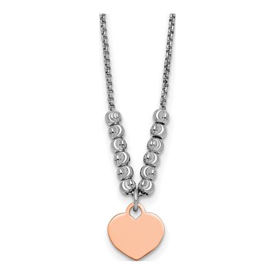 Sterling Silver Heart Disc Beaded Necklace