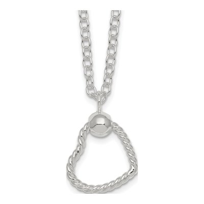 Sterling Silver Twisted Heart Cable Necklace