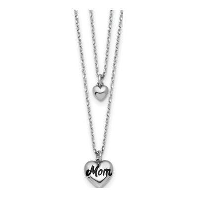 Sterling Silver MOM Heart Necklace