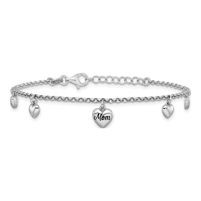 Sterling Silver MOM Heart Bracelet – view 4