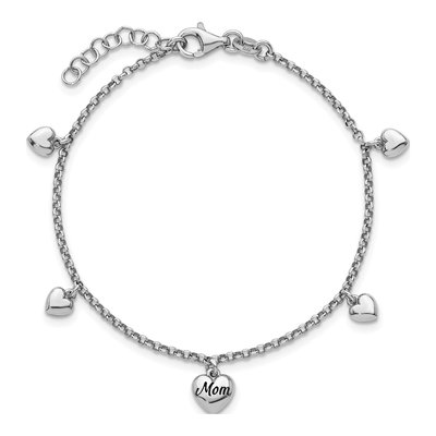 Sterling Silver MOM Heart Bracelet – view 5