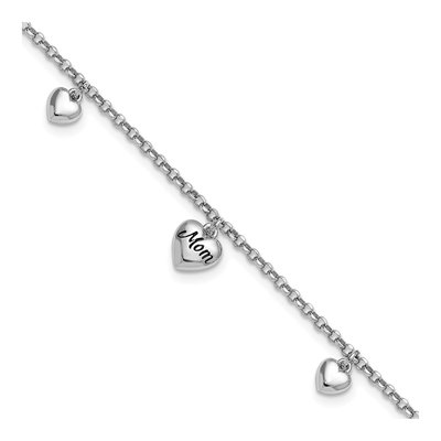 Sterling Silver MOM Heart Bracelet