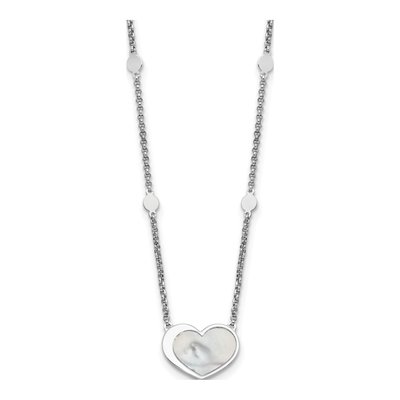 Sterling Silver Mother of Pearl Heart Necklace