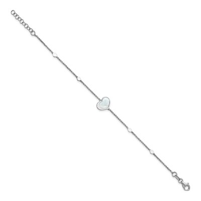 Sterling Silver Mother of Pearl Heart Bracelet – view 2
