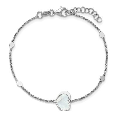 Sterling Silver Mother of Pearl Heart Bracelet – view 4