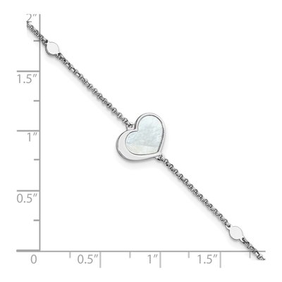 Sterling Silver Mother of Pearl Heart Bracelet – view 5