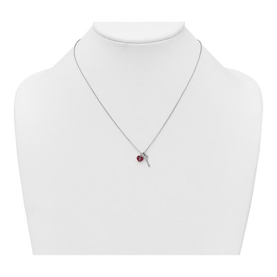Sterling Silver Red Enamel Heart Lock Key Pendant Necklace – view 4