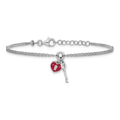 Sterling Silver Heart Lock Key Bracelet – view 4