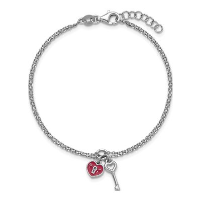 Sterling Silver Heart Lock Key Bracelet – view 5