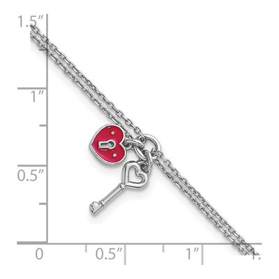 Sterling Silver Heart Lock Key Bracelet – view 6
