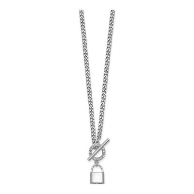 Sterling Silver CZ Lock Toggle Necklace – view 3