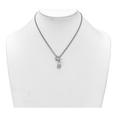 Sterling Silver CZ Lock Toggle Necklace – view 4