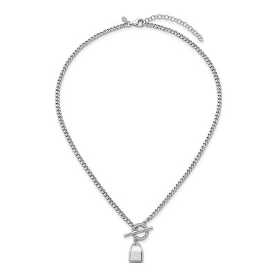 Sterling Silver CZ Lock Toggle Necklace – view 5