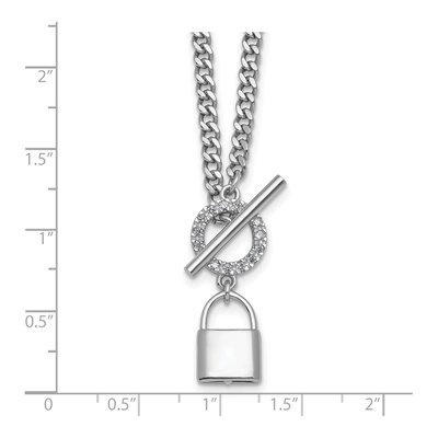 Sterling Silver CZ Lock Toggle Necklace – view 6