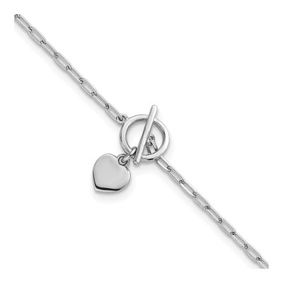 Sterling Silver Heart Paperclip Bracelet