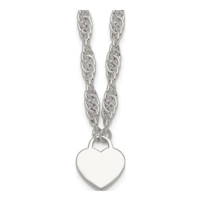 Sterling Silver Heart Disc Necklace
