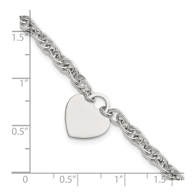 Sterling Silver Heart Disc Rope Bracelet – view 6