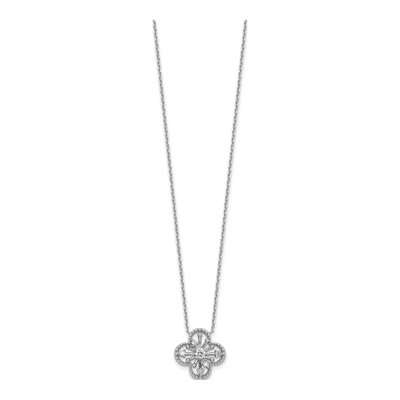 Sterling Silver CZ Clover Pendant Necklace – view 3
