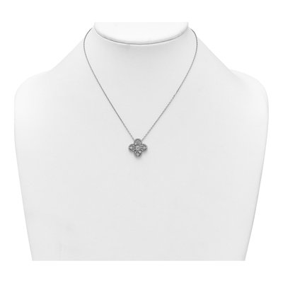 Sterling Silver CZ Clover Pendant Necklace – view 4