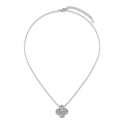 Sterling Silver CZ Clover Pendant Necklace – view 5