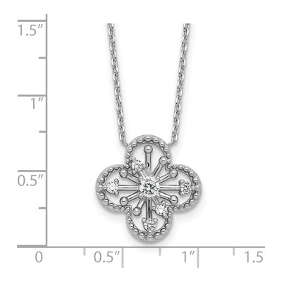Sterling Silver CZ Clover Pendant Necklace – view 6