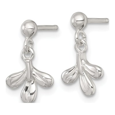 Sterling Silver Three Leaf Dangle Earrings – view 3