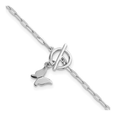 Sterling Silver Butterfly Paperclip Bracelet