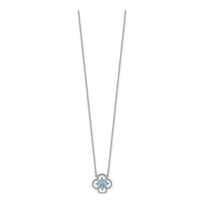 Sterling Silver CZ Clover Necklace – view 3