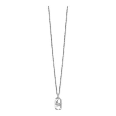 Sterling Silver CZ Oval Butterfly Necklace – view 3
