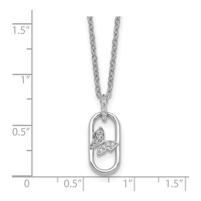 Sterling Silver CZ Oval Butterfly Necklace – view 6