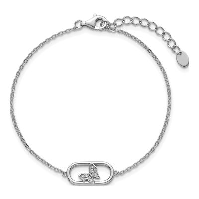 Sterling Silver CZ Butterfly Bracelet – view 5