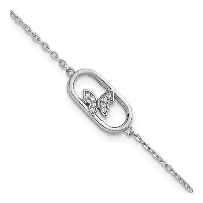 Sterling Silver CZ Butterfly Bracelet