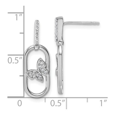 Sterling Silver CZ Oval Dangle Earrings – view 4