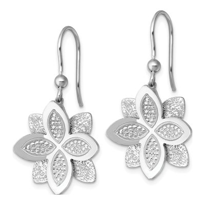 Sterling Silver CZ Flower Dangle Earrings – view 3