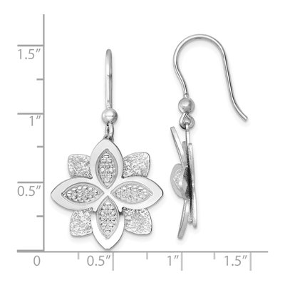 Sterling Silver CZ Flower Dangle Earrings – view 4
