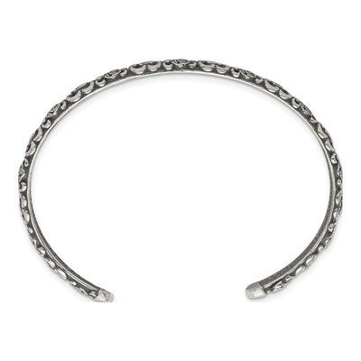 Sterling Silver Antiqued Floral Cuff Bracelet – view 3