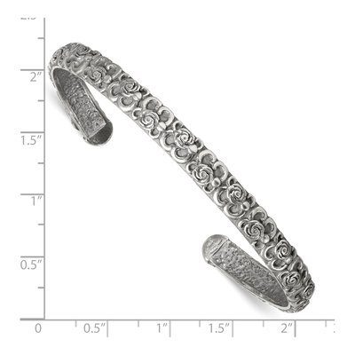 Sterling Silver Antiqued Floral Cuff Bracelet – view 4