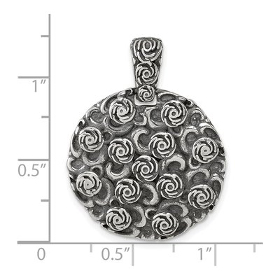 Sterling Silver Antiqued Floral Disc Pendant – view 5