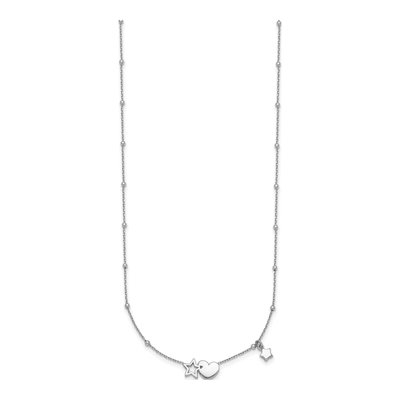 Sterling Silver Heart Stars Pendant Necklace – view 3