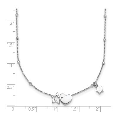 Sterling Silver Heart Stars Pendant Necklace – view 6