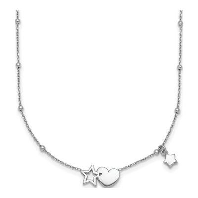 Sterling Silver Heart Stars Pendant Necklace