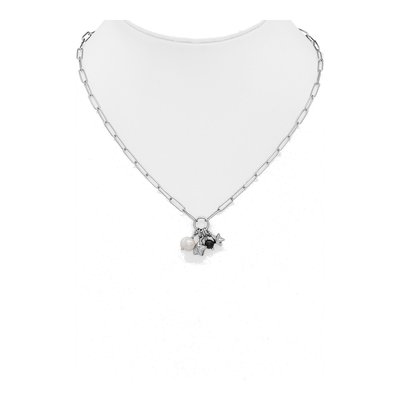 Sterling Silver Freshwater Cultured Pearl Star Paperclip Pendant Necklace – view 3
