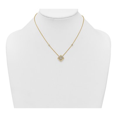 Gold-Plated Sterling Silver CZ Enamel Square Pendant Necklace – view 4