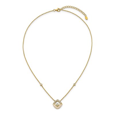 Gold-Plated Sterling Silver CZ Enamel Square Pendant Necklace – view 5