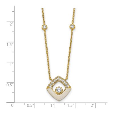 Gold-Plated Sterling Silver CZ Enamel Square Pendant Necklace – view 6
