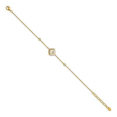 Gold-Plated Sterling Silver CZ Square Link Bracelet – view 3